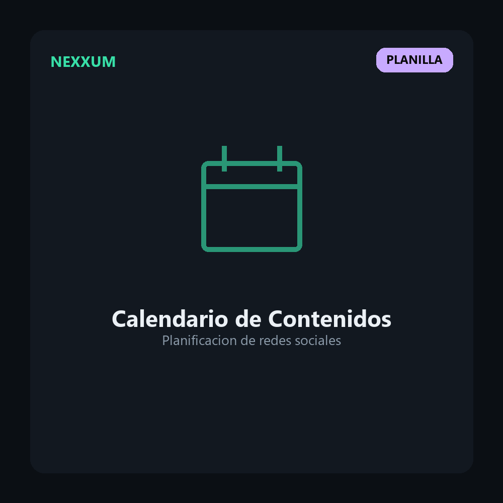 Planilla Excel de Calendario de Contenidos para Redes