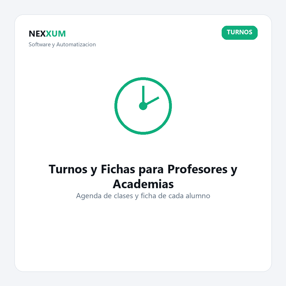Sistema de Turnos y Fichas para Profesores y Academias
